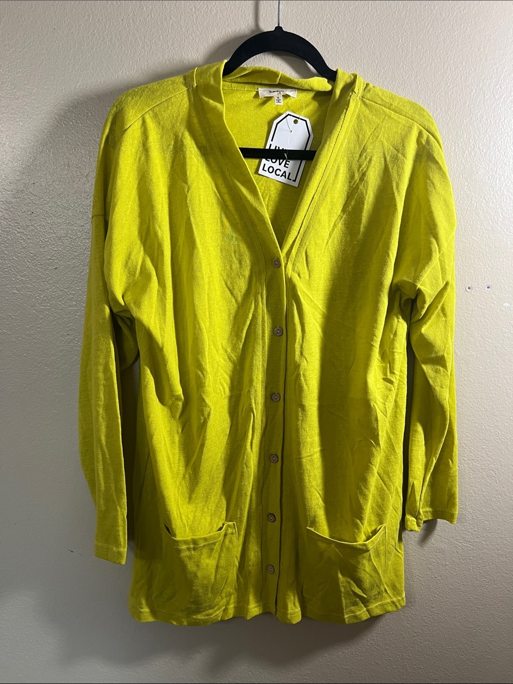 Twenty Neon Yellow Button-Front Hoodie Cardigan